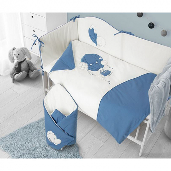 Set 3 piese lenjerie de pat pentru copii 90 x 120 cm Baloniki Belisima P02-0049, Albastru [5]