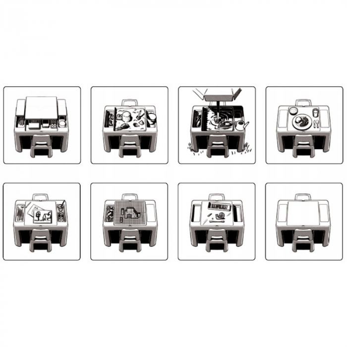 Set 3 piese masa de joaca cu doua scaune pentru copii Multifun Tega Baby TI-011-172, Gri [3]