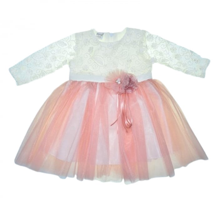 Set 3 piese rochie eleganta pentru botez, pentru fete, Mini Junior 3669-56-62, Roz [6]