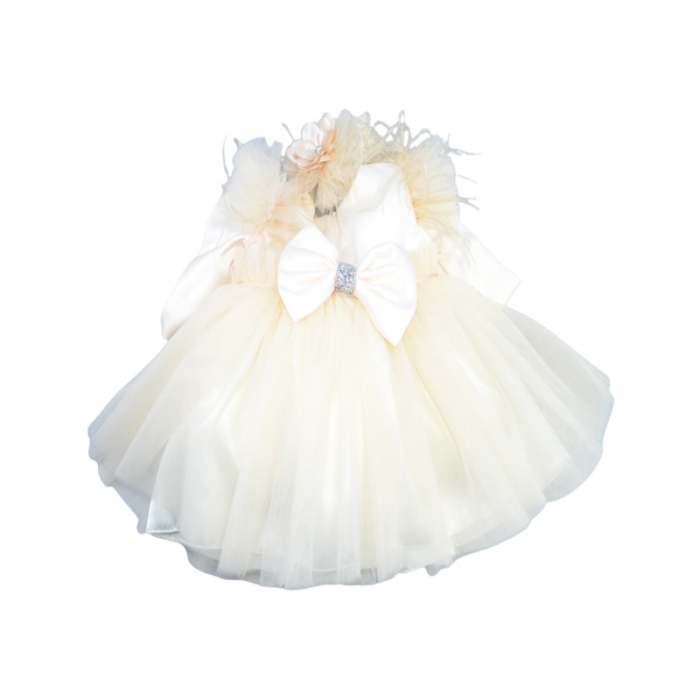 Set 3 piese rochie eleganta pentru fete Micul Vip SBF-4, Corai [3]