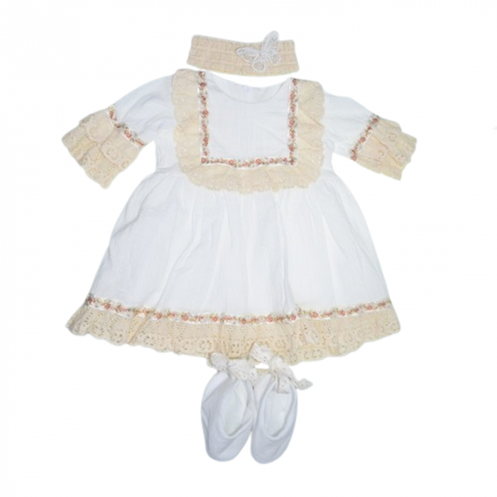 Set 3 piese rochie eleganta pentru fete Mini Bimbi MIBIM-1, Alb [1]