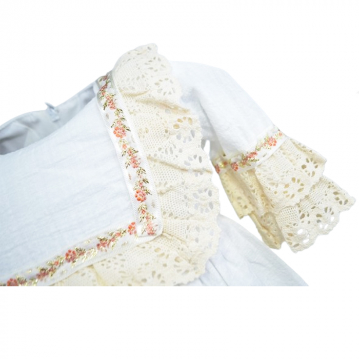 Set 3 piese rochie eleganta pentru fete Mini Bimbi MIBIM-1, Alb [4]