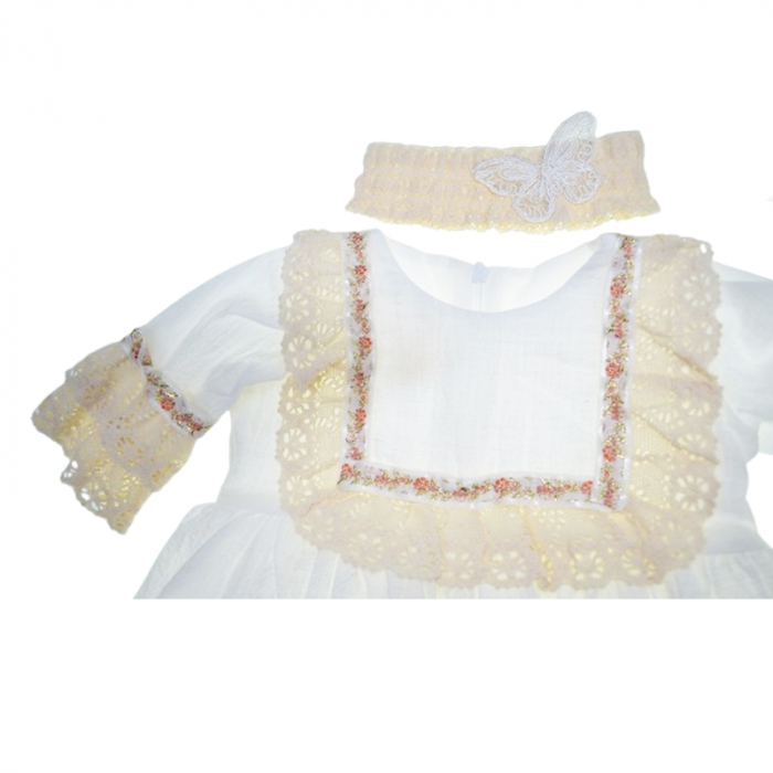 Set 3 piese rochie eleganta pentru fete Mini Bimbi MIBIM-1, Alb [6]