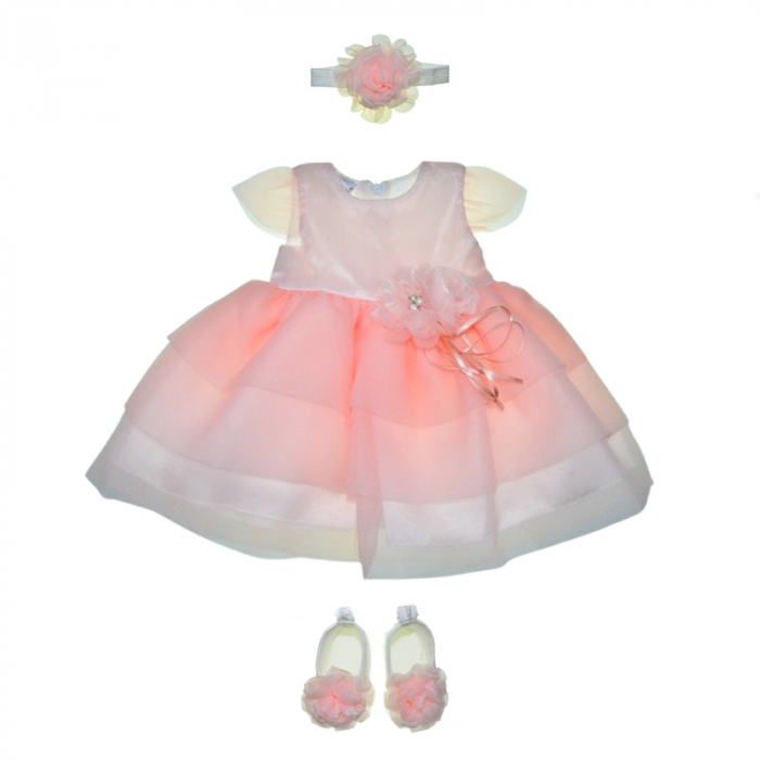 Set 3 piese rochita, bentita si botosei pentru fete Mini Junior SET-3632, Roz [1]