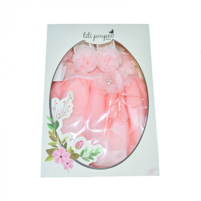 Set 3 piese rochita, bentita si botosei pentru fete Mini Junior SET-3632, Roz [2]