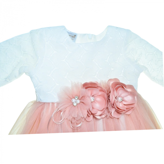Set 3 piese rochita, bentita si botosei pentru fete Mini Junior SET-1234, Coral [5]