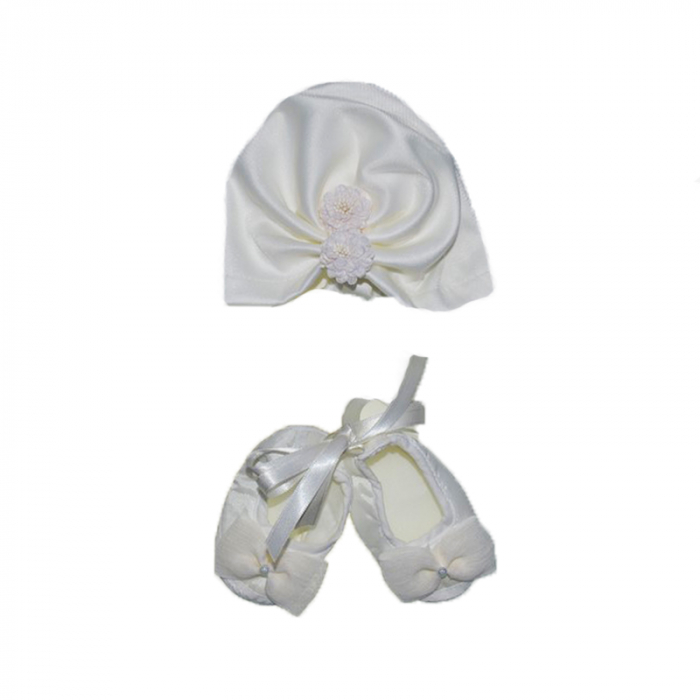 Set 3 piese rochita, turban si botosei pentru fete Mini Junior RCH-MJBBC, Crem [6]