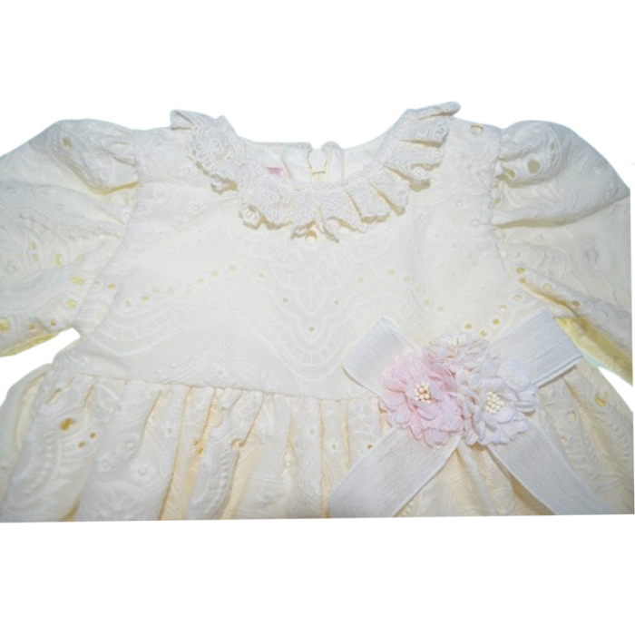 Set 3 piese rochita, turban si botosei pentru fete Mini Junior RCH-MJBBC, Crem [3]