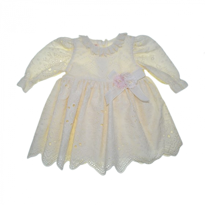 Set 3 piese rochita, turban si botosei pentru fete Mini Junior RCH-MJBBC, Crem [2]