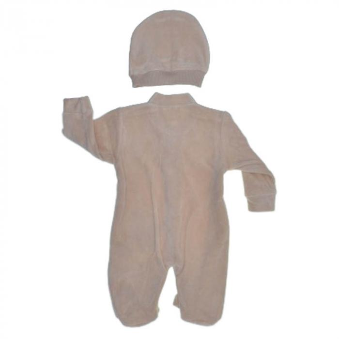 Set 2 piese salopeta cu maneca lunga si caciula pentru baieti Minipety MP244, Maro [2]