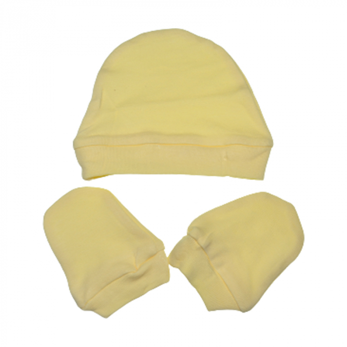 Set 3 piese salopeta cu maneca lunga, caciula si manusi pentru copii Little Life DL128, Galben [2]