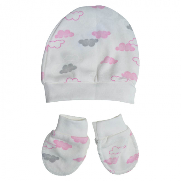 Set 3 piese salopeta cu maneca lunga, caciula si manusi pentru fete Minipety MP250, Multicolor [2]