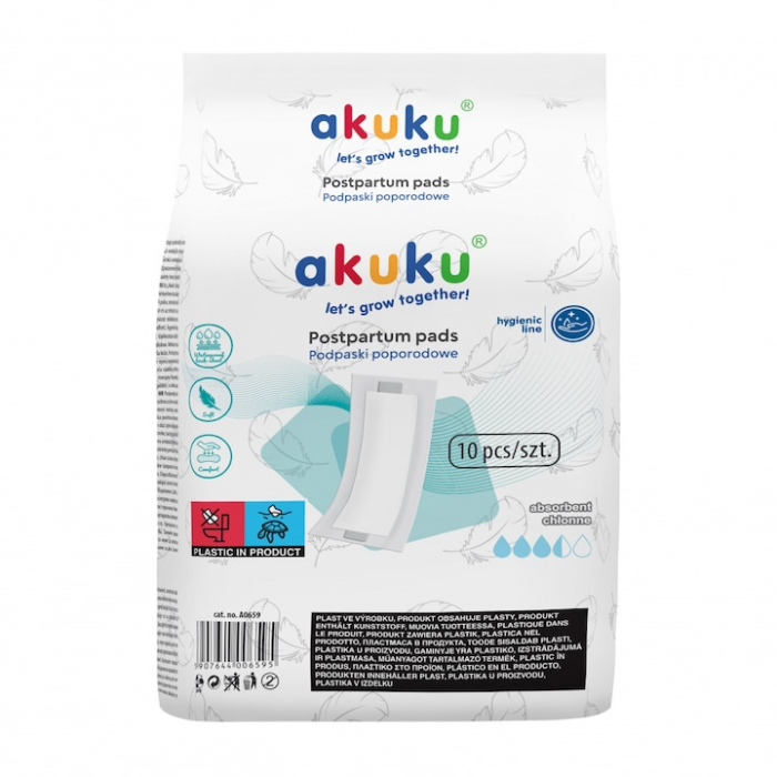 Tampoane postnatale igienice Akuku 10 bucati A0659, Alb [2]