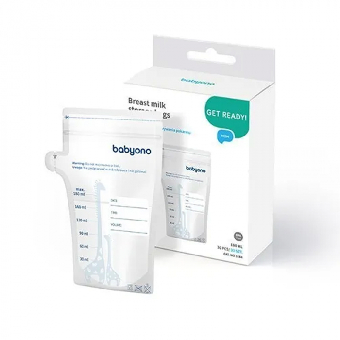 Set 30 pungi pentru depozitarea laptelui matern BabyOno 1084, Transparent [2]
