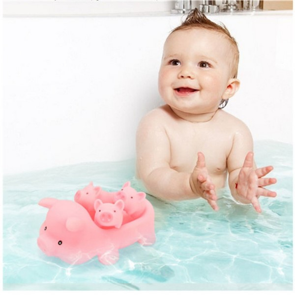 Set 4 figurine porc, pentru baie, Mini Junior VC4503, Roz [5]