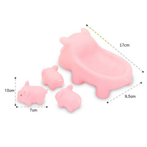 Set 4 figurine porc, pentru baie, Mini Junior VC4503, Roz [4]