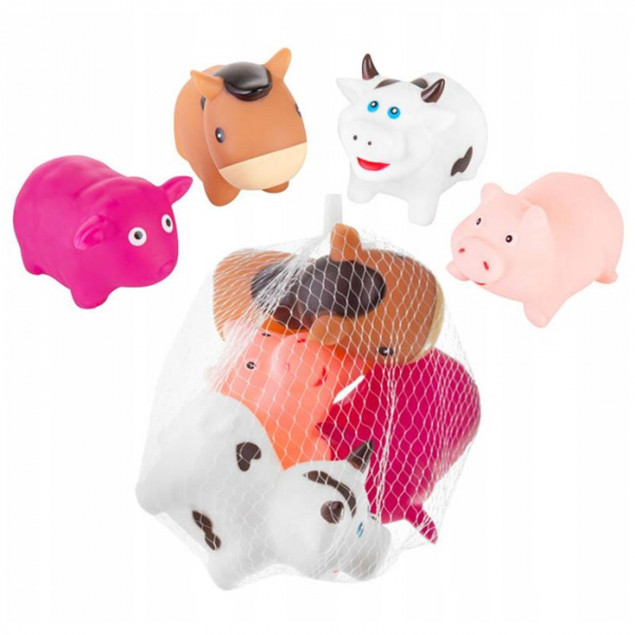 Set 4 jucarii pentru baie Animale Ferma Akuku A0168, Multicolor [2]