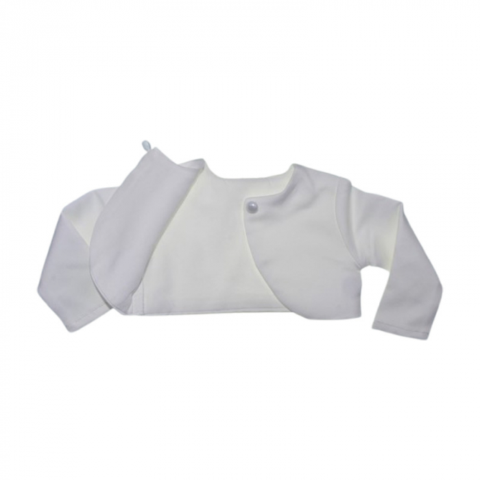 Set 4 piese rochie eleganta din satin, pentru botez, pentru fete, Mini Junior 3665-56-62, Alb [8]