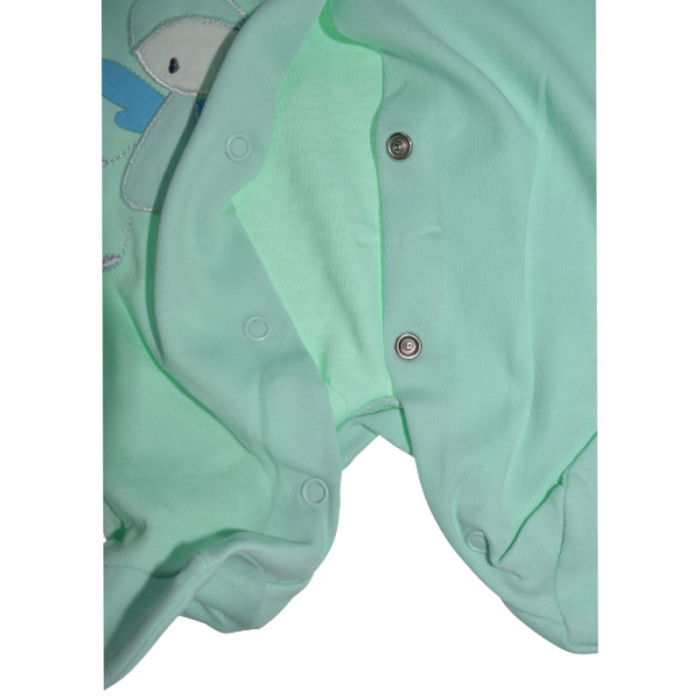 Set 4 piese salopeta cu maneca lunga, caciula, manusi si baveta pentru baieti Zuff S010823-1, Verde [4]