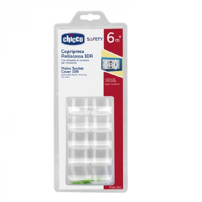 Set 10 protectii pentru priza Chicco Safety 730187, Transparent [5]