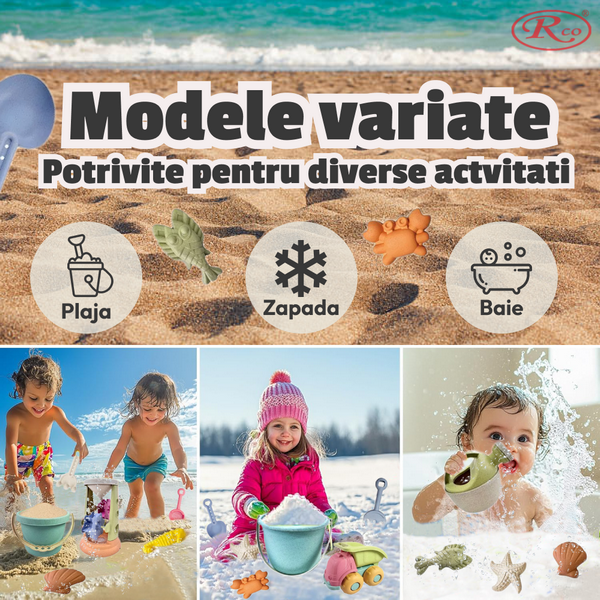 Set 5 jucarii pentru plaja si nisip, camion cu o varietate de accesorii, Mini Junior, HT2004-5, Multicolor [3]