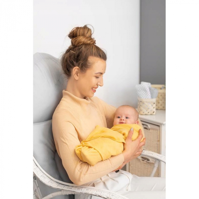 Paturica muselina din bambus si bumbac pentru bebelusi 120 x 120 cm Sensillo SILLO-1511G, Galben [2]
