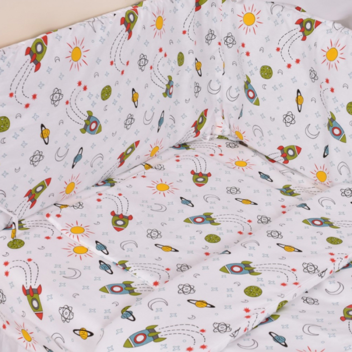 Set 5 piese lenjerie si aparatori patut 120 x 60 cm Mini Junior VLT-14, Alb [3]