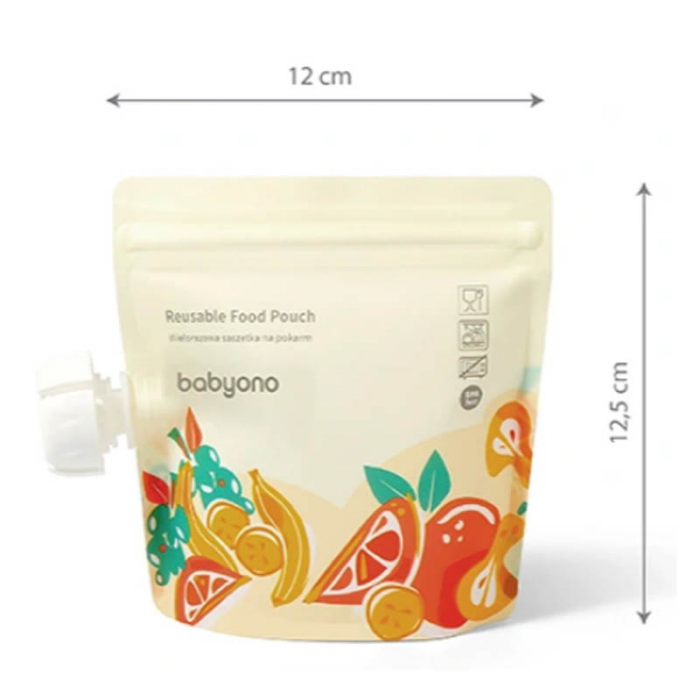 Punga reutilizabila pentru maSet 5 pungi reutilizabile pentru stocarea alimentelor BabyOno 1467ML, Multicolorncare copii Akuku A0056, Multicolor [3]