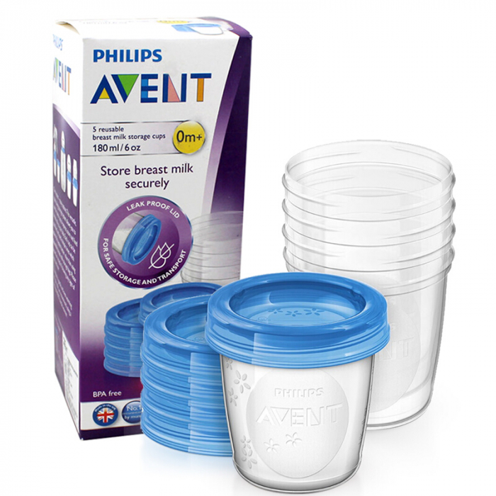 Set 5 recipiente pentru stocarea laptelui 180 ml 0 luni+ Philips Avent SCF619/05 [4]
