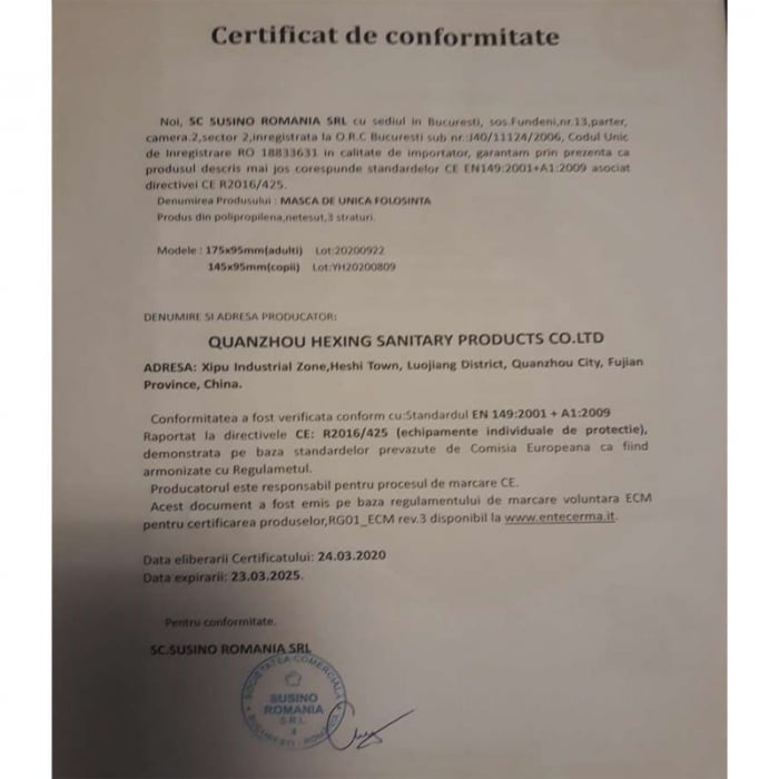 Set 5 bucati masti faciale de unica folosinta, cu 3 straturi pentru protectie, Susino MFS-2, Albastru [4]