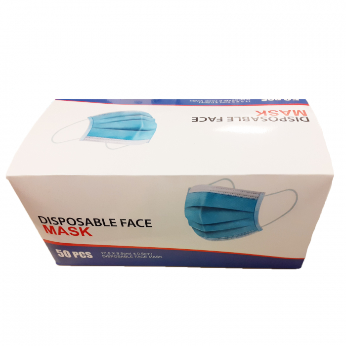 Set 50 bucati masti faciale de unica folosinta cu 3 straturi pentru protectie Susino MFS-1, Albastru [7]