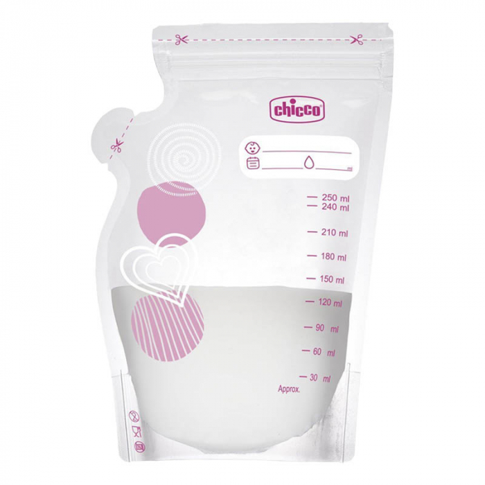 Set 30 pungi pentru depozitarea laptelui matern Chicco 144006, Transparent [2]
