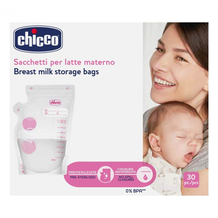 Set 30 pungi pentru depozitarea laptelui matern Chicco 144006, Transparent [3]