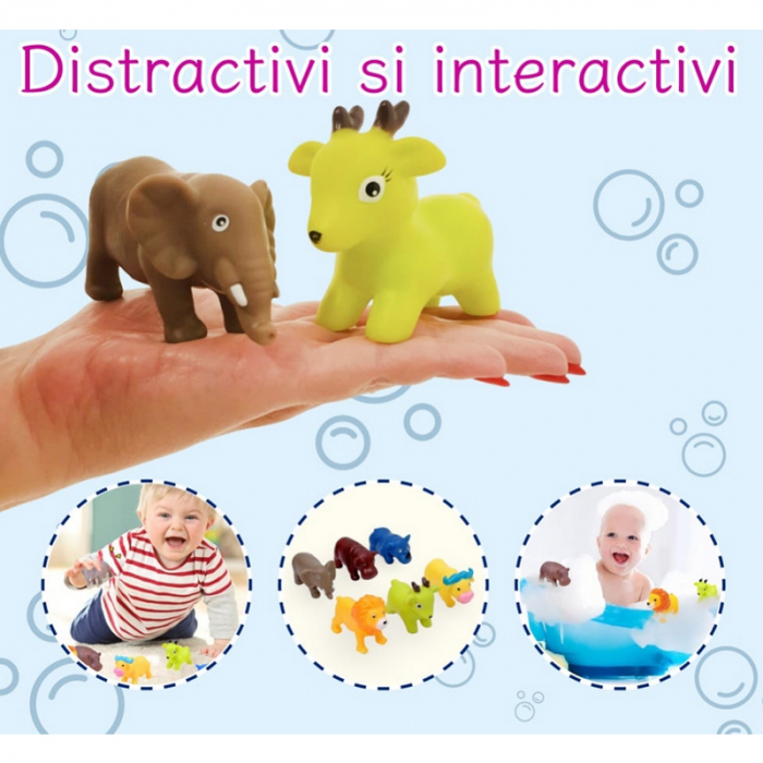 Set 6 animalute moi de jucarie pentru baie Safari Mini Junior 8306, Multicolor [2]