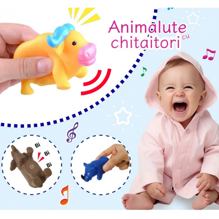 Set 6 animalute moi de jucarie pentru baie Safari Mini Junior 8306, Multicolor [3]