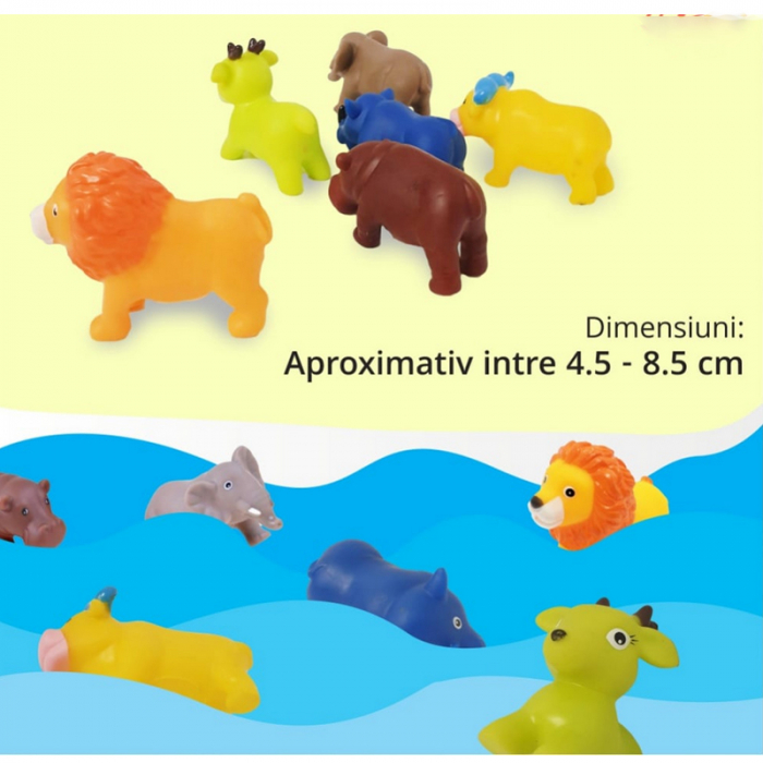Set 6 animalute moi de jucarie pentru baie Safari Mini Junior 8306, Multicolor [6]