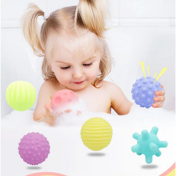 Set 6 mingi senzoriale moi, cu chitaitori, pentru bebelusi, RCO, EB1024, Multicolor [2]