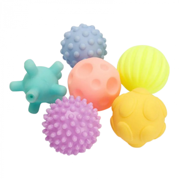 Set 6 mingi senzoriale moi, cu chitaitori, pentru bebelusi, RCO, EB1024, Multicolor [1]