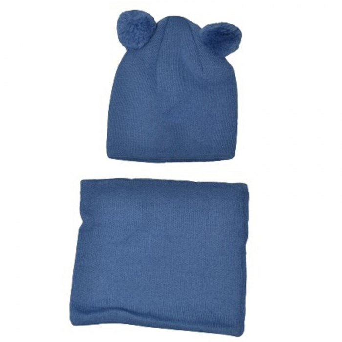 Set caciula si fular circular pentru baieti Gracek GRK8392, Albastru [2]