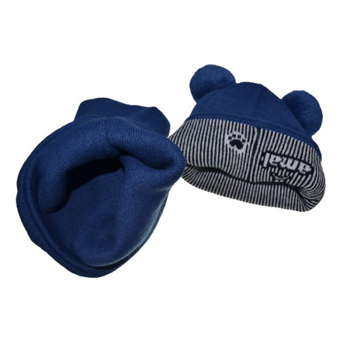 Set caciula si fular circular pentru baieti Gracek GRK8392A, Albastru [3]