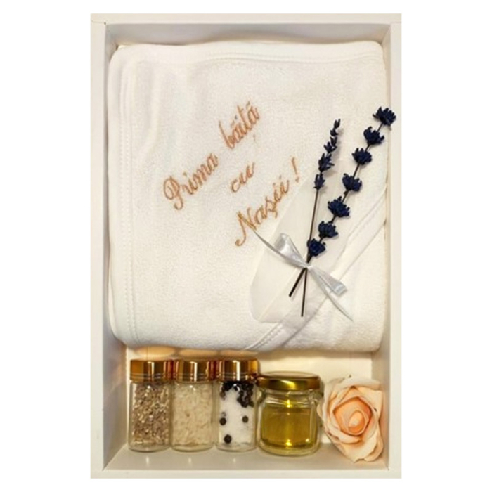 Set cadou personalizat, 8 piese, pentru prima baita dupa botez, Mini Junior, S1411C, Multicolor [1]