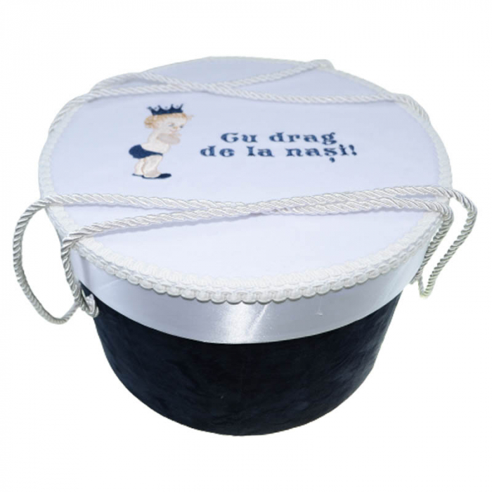 Cutie eleganta rotunda pentru botez 20 x 32 cm Mini Bimbi 090323, Bleumarin [2]