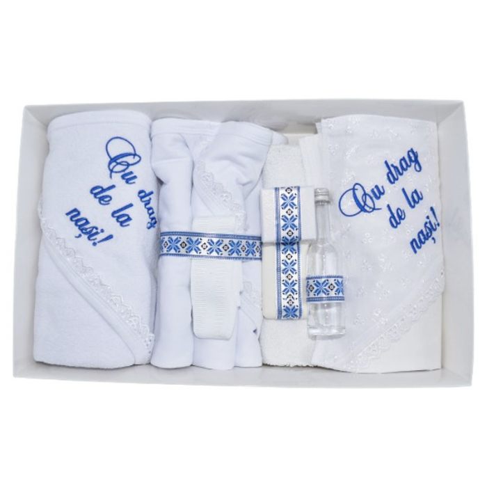 Set complet 8 piese trusou elegant pentru botez Mini Junior T300124, Alb [1]