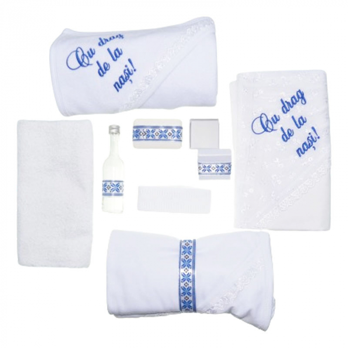 Set complet 8 piese trusou elegant pentru botez Mini Junior T300124, Alb [2]