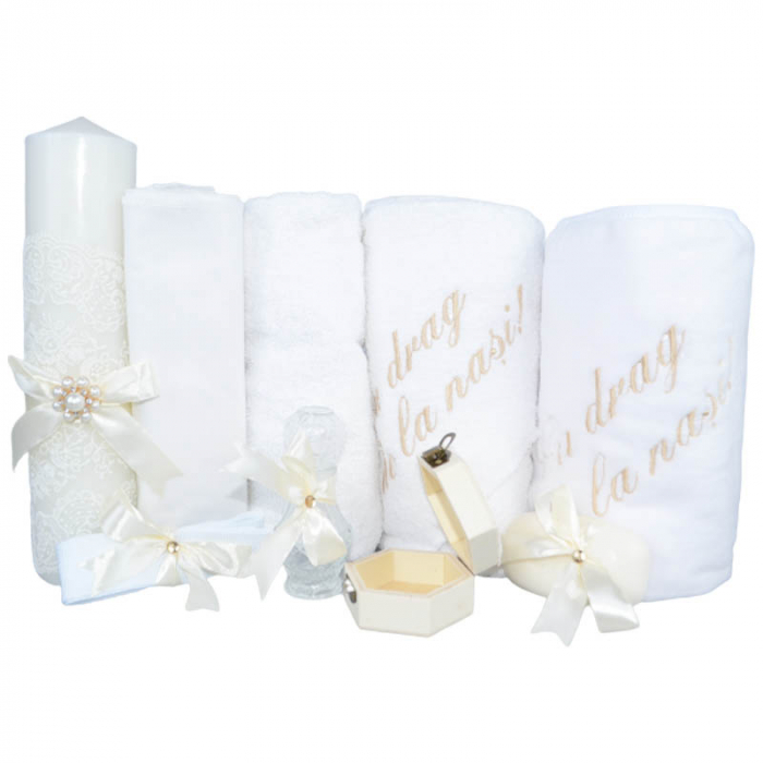 Set complet 10 piese trusou elegant pentru botez Mini Bimbi T080323-C, Crem [3]