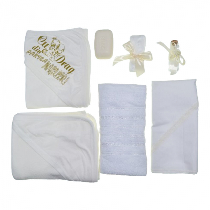 Set complet 7 piese trusou elegant pentru botez Mini Junior T300124-1, Crem [2]