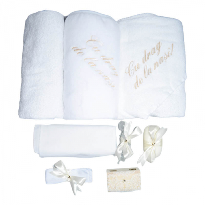 Set complet 8 piese trusou elegant pentru botez Mini Bimbi T080323-AA, Alb [3]