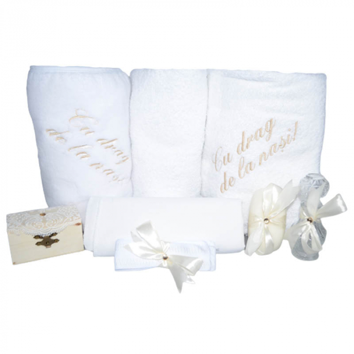Set complet 8 piese trusou elegant pentru botez Mini Bimbi T080323-AA, Alb [1]