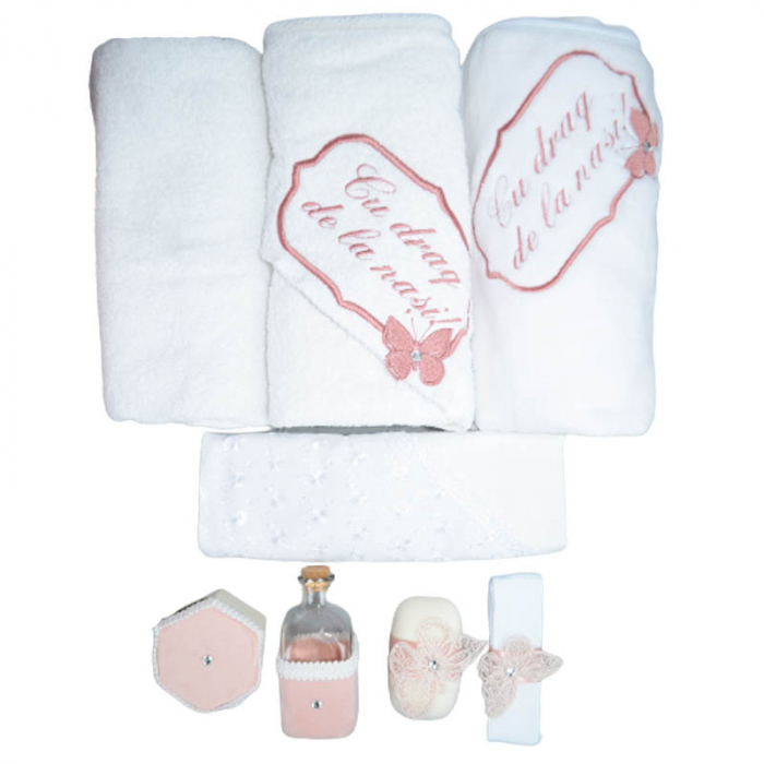 Set complet 9 piese trusou elegant pentru botez Mini Bimbi T080323-R, Roz [6]