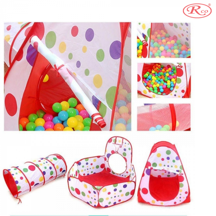 Set Cort de joaca RCO, 3 in 1 pentru copii, Cort, Tunel, Tarc si Piscina cu mini cos de basket, Pop Up, TT3002 [3]